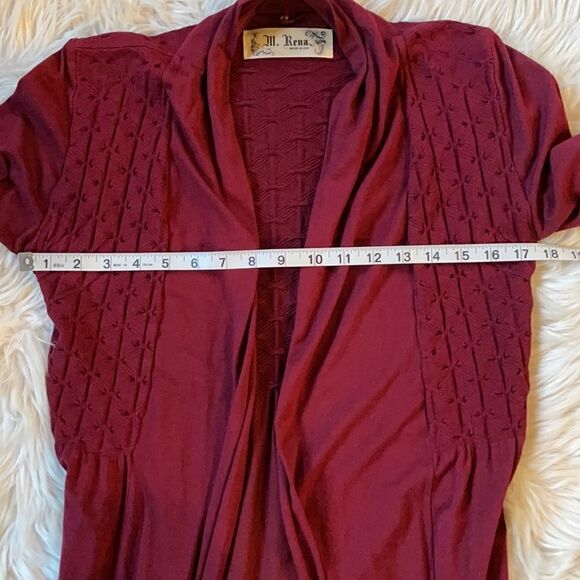 M.Rena Burgundy Long Open Lightweight Top (Size: Small) - Picture 10 of 14